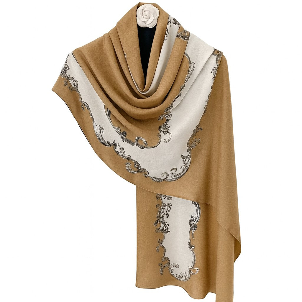 https://www.amodeyah.com/cdn/shop/files/Amodeyah Two-Tone Printed Hijab — Camel • Cream.jpg