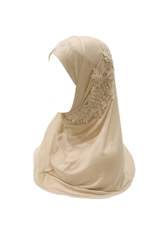 https://www.amodeyah.com/cdn/shop/files/Beige Embellished Lace Instant Hijab for Kids.pg