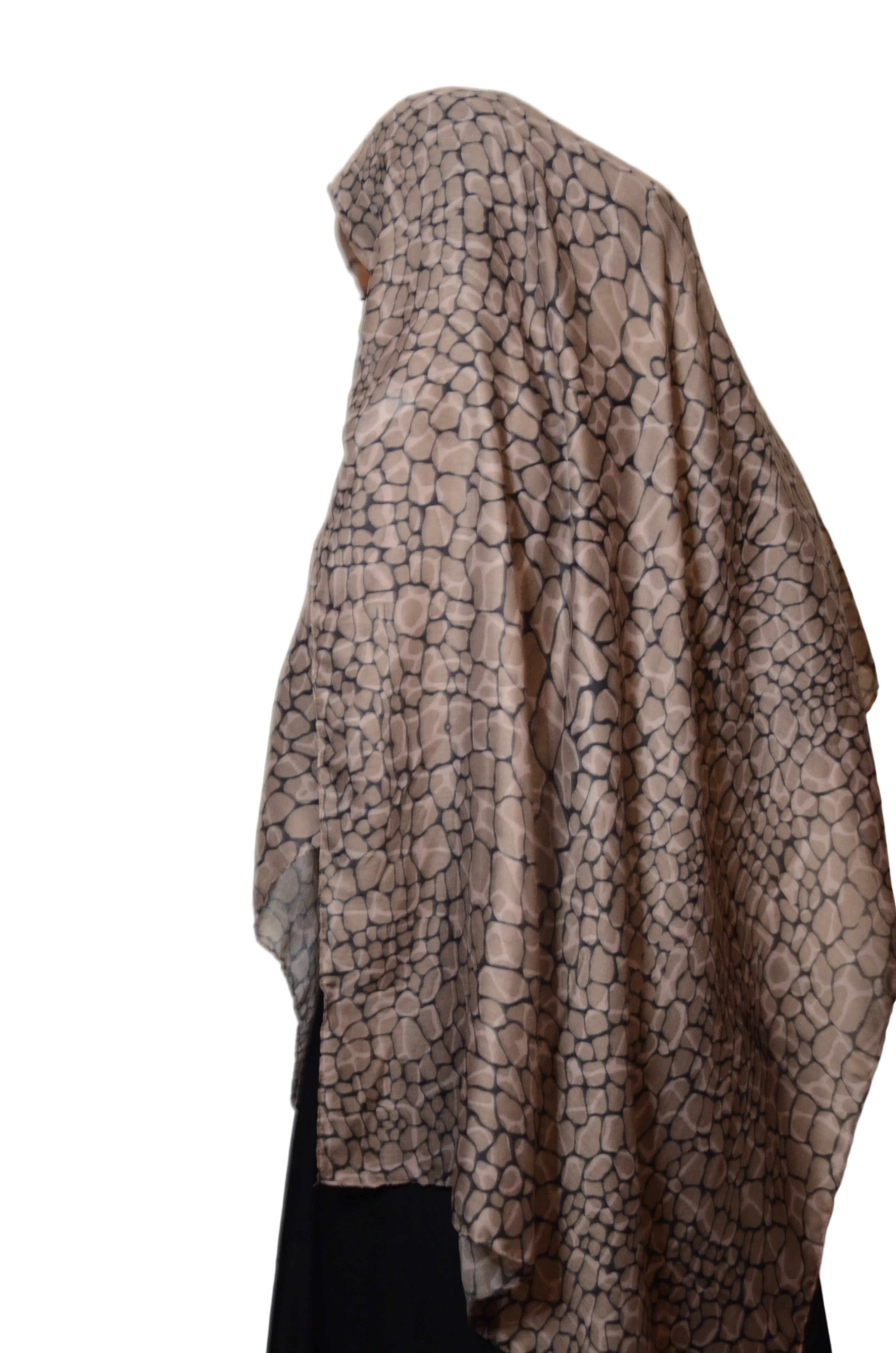Crocodile print viscose hijab with textured reptile pattern, lightweight and modest