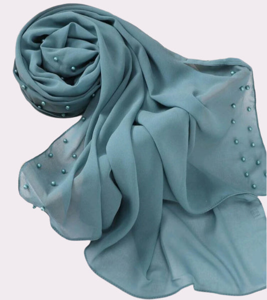 https://www.amdeyah.com/cdn/shop/files/Teal Chiffon Hijab with Matching Pearl Bead Detailing.jpg