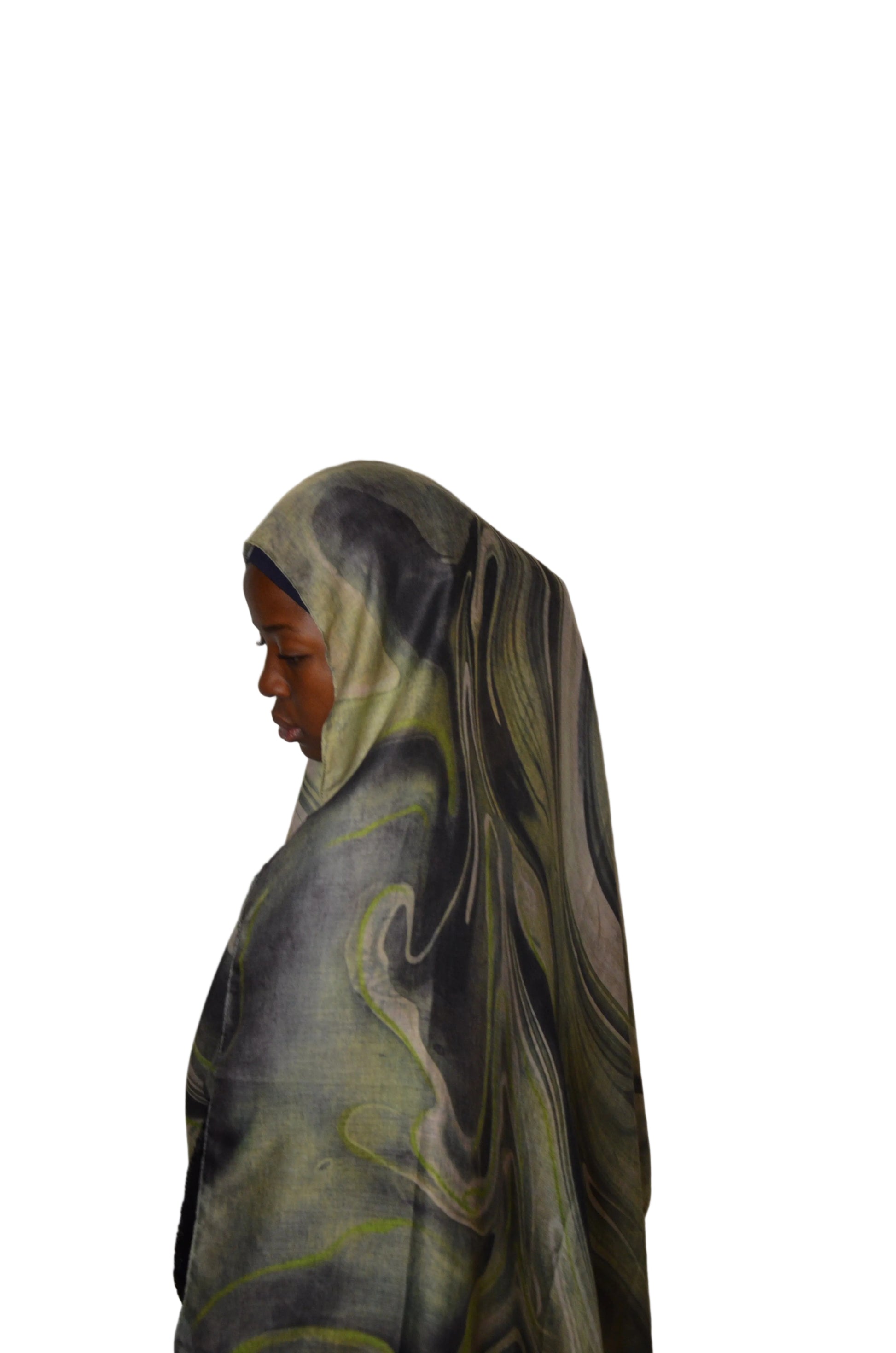 Olive Stone marble hijab in olive green and stone stones, lightweight and elegant